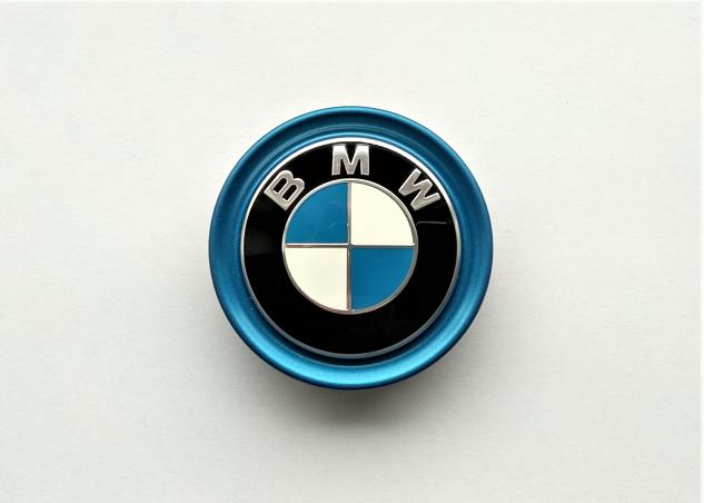 Capac central la butuc roata original BMW, 56 mm, cu inel albastru