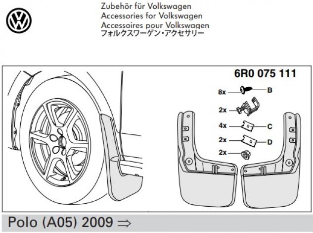 Set aparatori de noroi fata originale Volkswagen Polo (A05-A06) 2010->