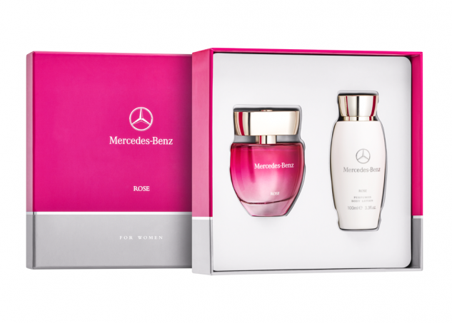 Parfum original Mercedes-Benz, set lotiune corp si apa de toaleta, Dame, Rose