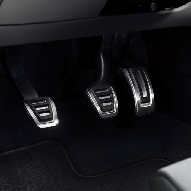 Ornamente sport RS pentru pedale, originale Audi A1 (8X, GB), A3 (8V), Q2 (GA), Q3 (F3) si TT (FV), transmisie manuala