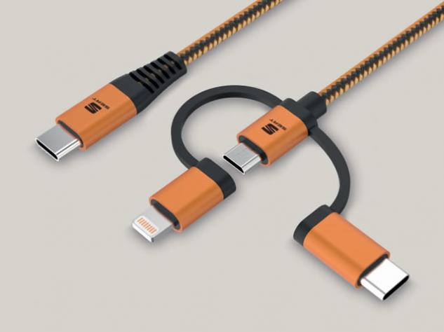 Cablu original Seat 3-in-1 MFI pentru incarcare si transfer date, USB-C la USB-C, USB-micro si Apple Lightning