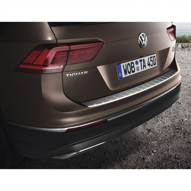 Protectie pentru bara spate originala Volkswagen Tiguan (MQB) 2016->, optica otel inox