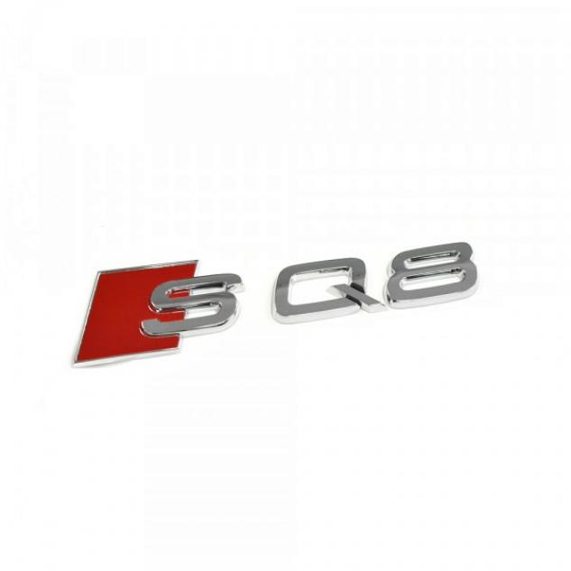 Emblema autocolanta originala Audi, logo SQ8 argintiu