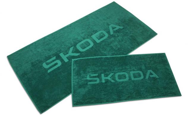 Prosop original ŠKODA, set pentru baie si toaleta, verde emerald