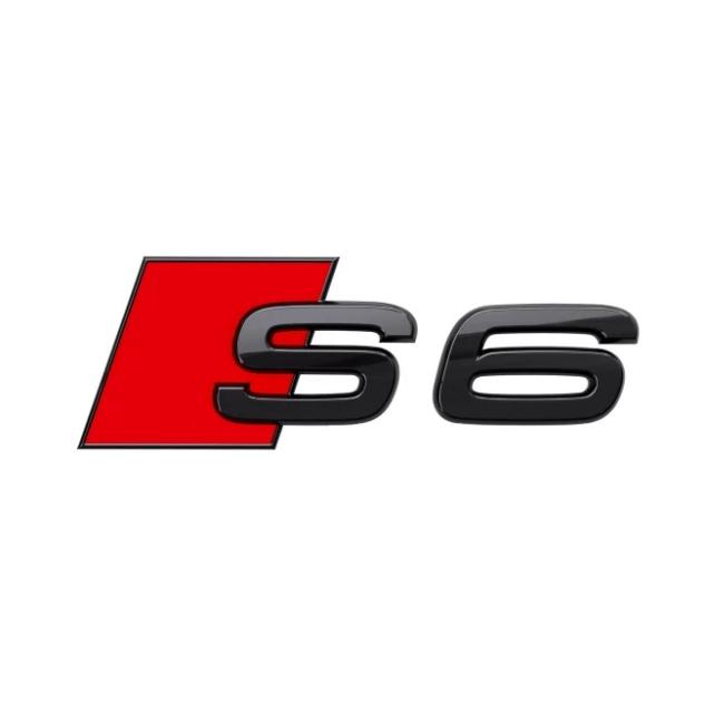 Emblema autocolanta originala Audi, logo S6, negru lucios