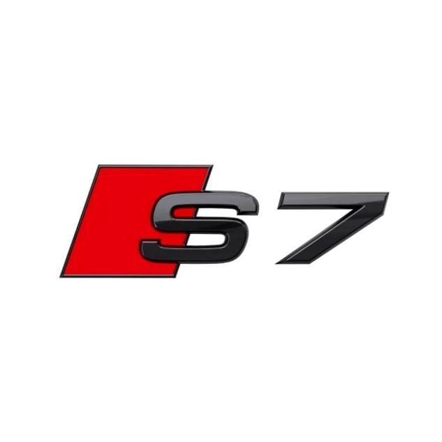 Emblema autocolanta originala Audi, logo S7, negru lucios
