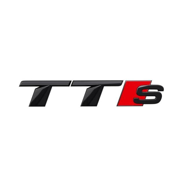 Emblema autocolanta originala Audi, logo TTS, negru lucios