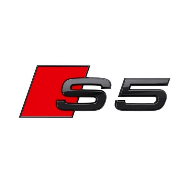 Emblema autocolanta originala Audi, logo S5, negru lucios