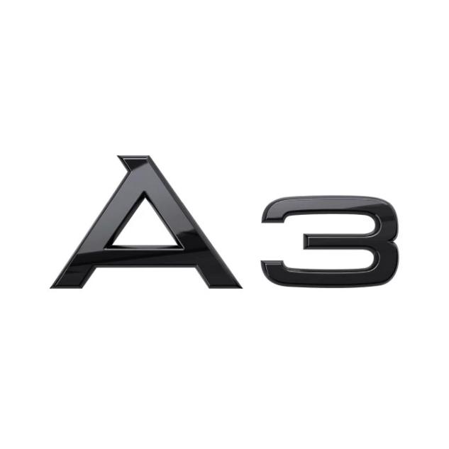 Emblema autocolanta originala Audi, logo A3, negru lucios