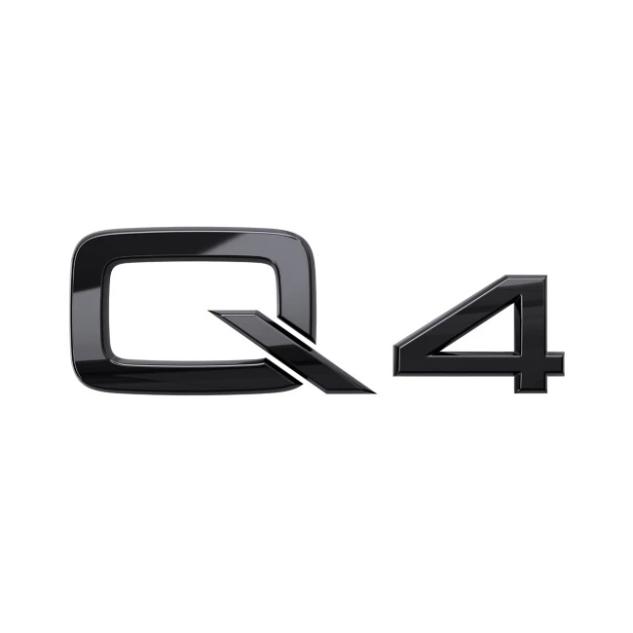 Emblema autocolanta originala Audi, logo Q4, negru lucios