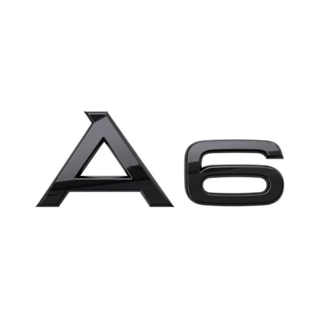 Emblema autocolanta originala Audi, logo A6, negru lucios
