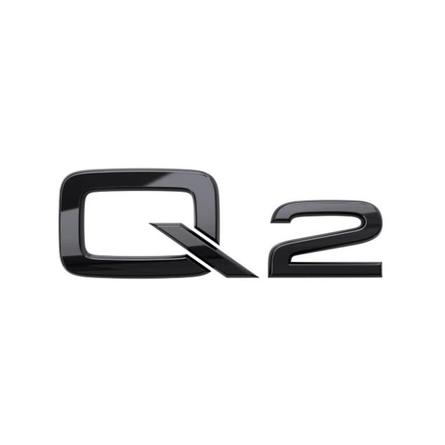 Emblema autocolanta originala Audi, logo Q2, negru lucios