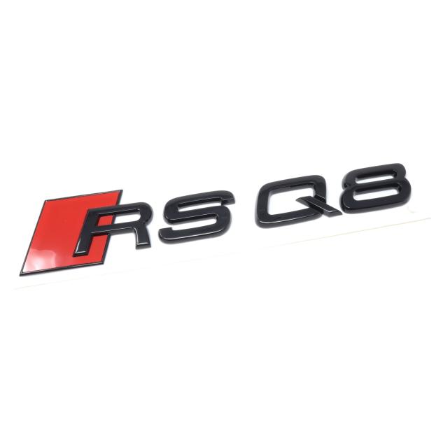 Emblema autocolanta originala Audi, logo RS Q8, negru lucios