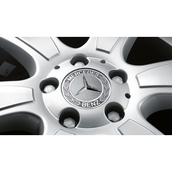 Capac central la butuc roata original Mercedes-Benz, logo clasic pe fond gri