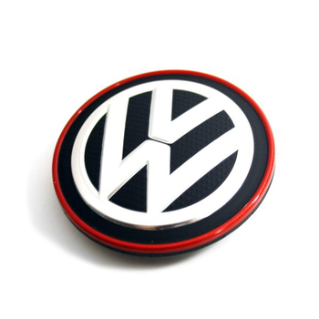 Capac central la butuc roata original Volkswagen, logo crom & inel rosu, 56-66 mm