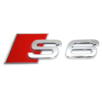 Emblema autocolanta originala Audi, logo S6 argintiu