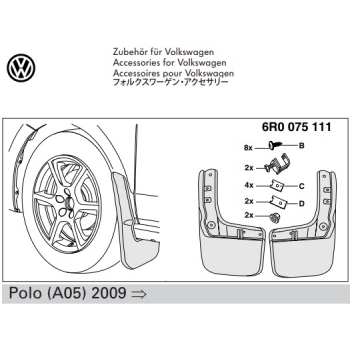 Set aparatori de noroi fata originale Volkswagen Polo (A05-A06) 2010-&gt;