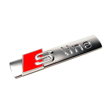 Emblema autocolanta originala Audi, logo S-line argintiu