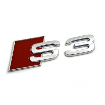 Emblema autocolanta originala Audi, logo S3 argintiu