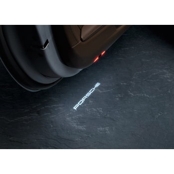 Lumini de intrare LED originale Porsche, proiectie logo Porsche, cod 9Y0044910