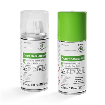 Vopsea pentru retus originala Skoda, set spray - Verde / Kiwi Green metallic - G6D / A6A6