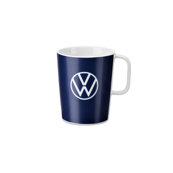 Cana ceramica originala Volkswagen, portelan alb, finisaj logo alb