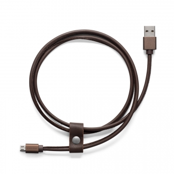 Cablu adaptor original Volvo, USB-A la Android® micro-USB, piele maro