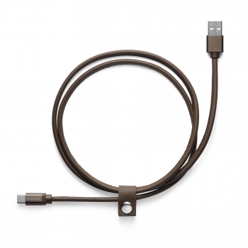 Cablu adaptor original Volvo, Reimagined, USB-A la Android® USB-C, piele Maro - Hazel Brown