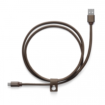 Cablu adaptor original Volvo, Reimagined, USB-A la Android® Micro-USB, piele Maro - Hazel Brown