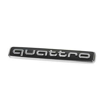 Emblema autocolanta originala Audi, logo quattro, fond negru
