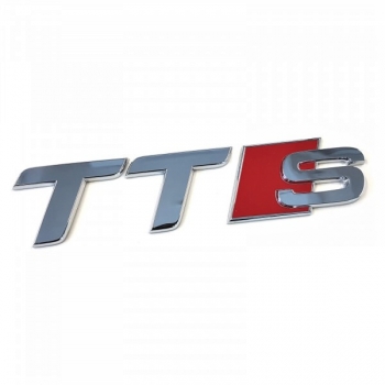 Emblema autocolanta originala Audi, logo TTS argintiu