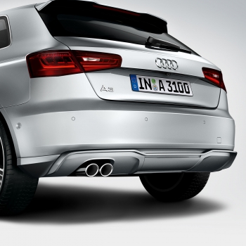 Tipsuri de evacuare sport originale Audi A3 (8V) 2013-2020, finisaj crom argintiu lustruit, evacuare 65 mm
