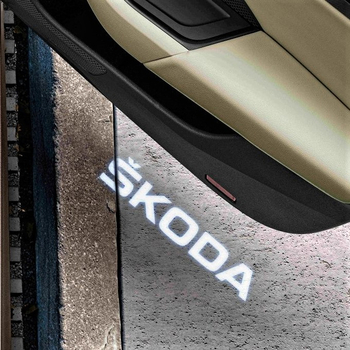 Kit upgrade LED original Skoda, la luminile de intrare din usa, logo Škoda