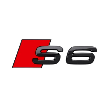 Emblema autocolanta originala Audi, logo S6, negru lucios