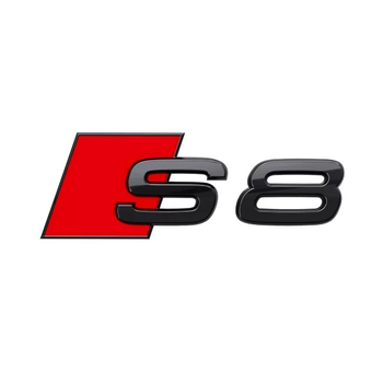 Emblema autocolanta originala Audi, logo S8, negru lucios