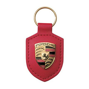 Breloc chei original Porsche din piele rosie